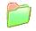 a green folder with red tab